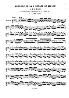 Partita für Violine Nr.3 in E-Dur, BWV 1006: Präludium. Bearbeitung für Violine und Klavier – Solo Stimme by Johann Sebastian Bach