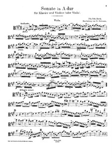 Sonate für Violine und Cembalo Nr.2 in A-Dur, BWV 1015: Bearbeitung für Violine (oder Bratsche) und Klavier – Solo Stimme by Johann Sebastian Bach