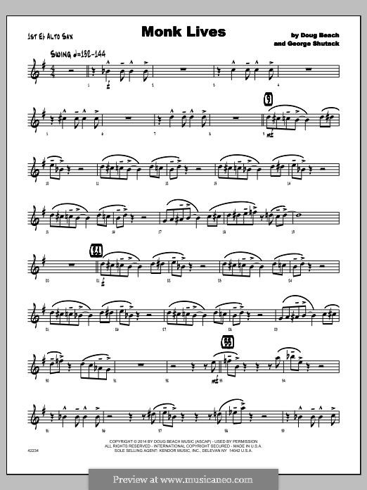 Monk Lives: 1st Eb Alto Saxophone part by Doug Beach, George Shutack