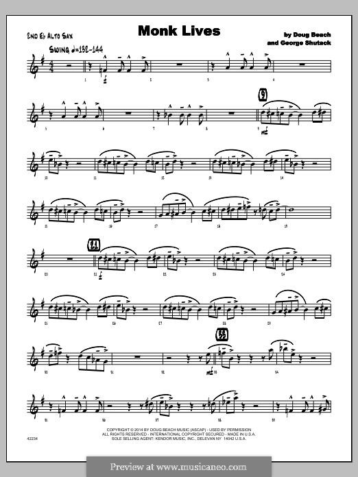 Monk Lives: 2nd Eb Alto Saxophone part by Doug Beach, George Shutack