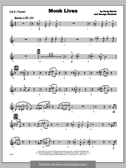 Monk Lives: 2nd Bb Trumpet part by Doug Beach, George Shutack