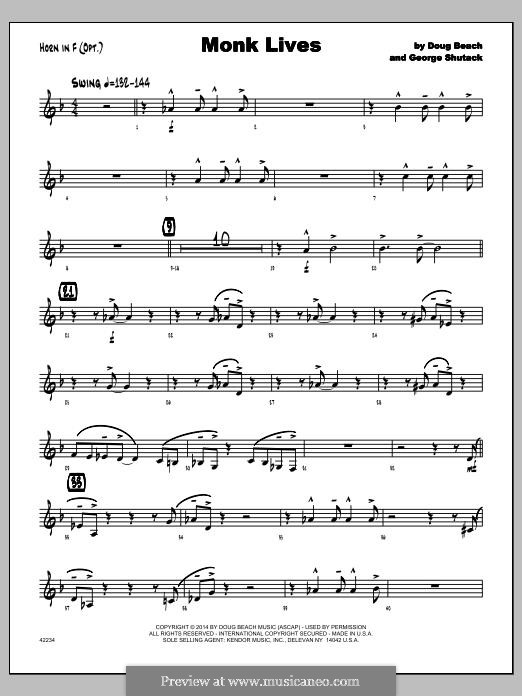 Monk Lives: Horn in F part by Doug Beach, George Shutack
