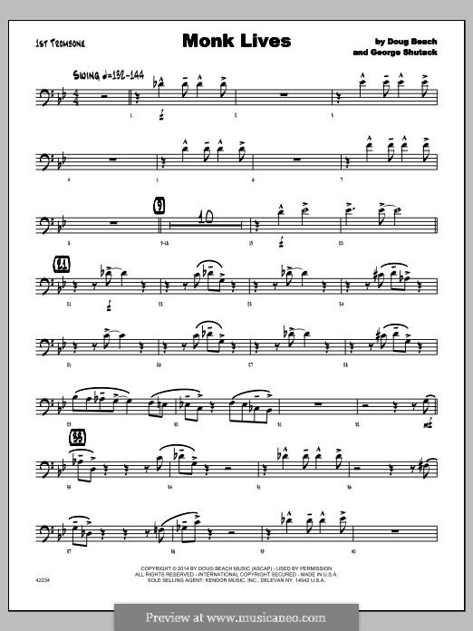Monk Lives: 1st Trombone part by Doug Beach, George Shutack