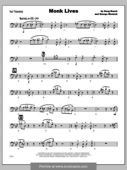 Monk Lives: 3rd Trombone part by Doug Beach, George Shutack