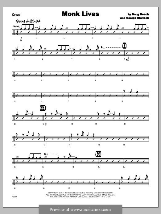 Monk Lives: Drums part by Doug Beach, George Shutack