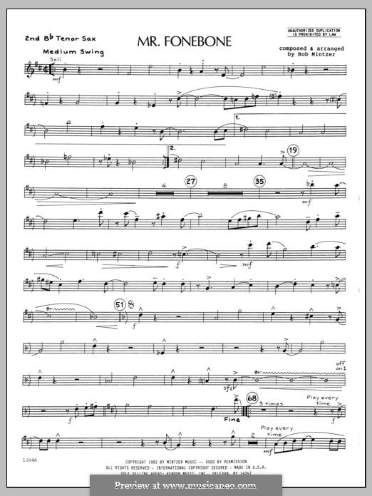 Mr. Fonebone: 2nd Bb Tenor Saxophone part by Bob Mintzer