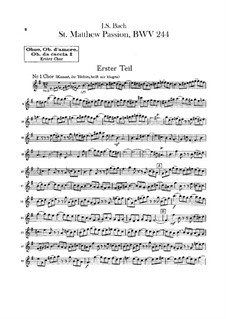 Complete Oratorio: Orchester I, Oboenstimmen by Johann Sebastian Bach
