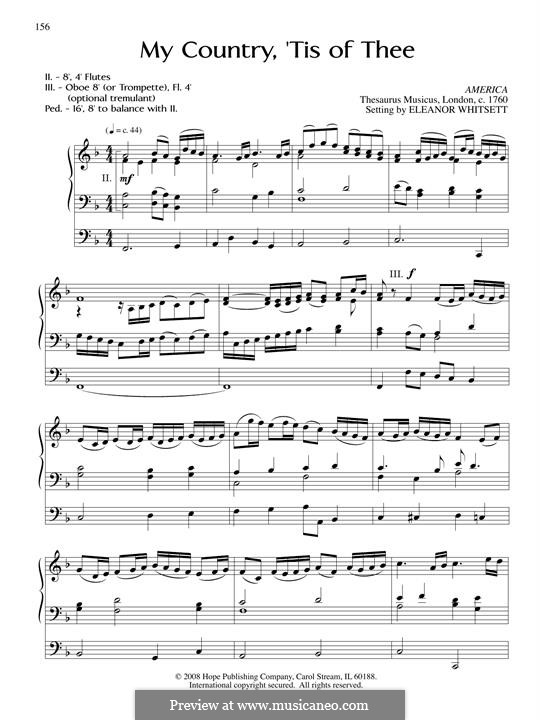 My Country, 'Tis Of Thee (America): Für Orgel by folklore