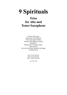 9 Spirituals Trios: For two alto and tenor saxophone by folklore