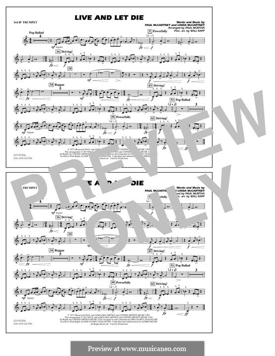 Live and Let Die (arr. Paul Murtha): 3rd Bb Trumpet part by Linda McCartney, Paul McCartney