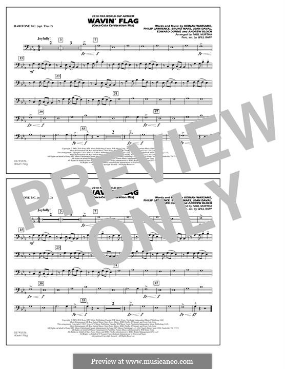 Wavin' Flag (Coca-Cola Celebration Mix) 2010 FIFA World Cup Anthem: Baritone B.C. (Opt. Tbn. 2) part by Jean Daval, Keinan Abdi Warsame, Bruno Mars, Philip Lawrence