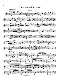 Suite Nr.3 in g-Moll, BWV 808: Gavotte und Musette. Version für Violine (oder Flöte, oder Cello) und Klavier – Violinstimme by Johann Sebastian Bach