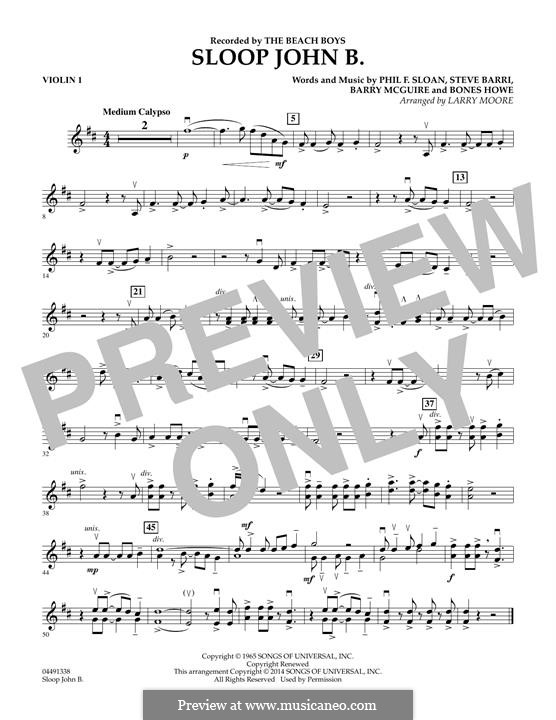 Sloop John B. (Barry McGuire): Violin 1 part by P.F. Sloan, Steve Barri, Bones Howe, Barry McGuire