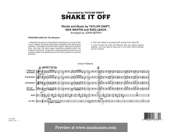 Jazz Ensemble version: Vollpartitur by Shellback, Max Martin, Taylor Swift