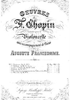 Nr.7 in cis-Moll: Bearbeitung für Cello und Klavier by Frédéric Chopin