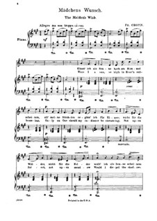 Siebzehn polnische Lieder, Op.74: Nr.1 Mädchens Wunsch by Frédéric Chopin