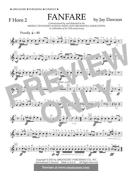 Fanfare: F Horn 2 part by Jay Dawson