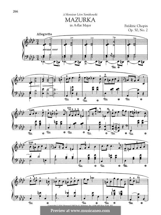 Mazurkas, Op.50: No.2 in A Flat Major by Frédéric Chopin