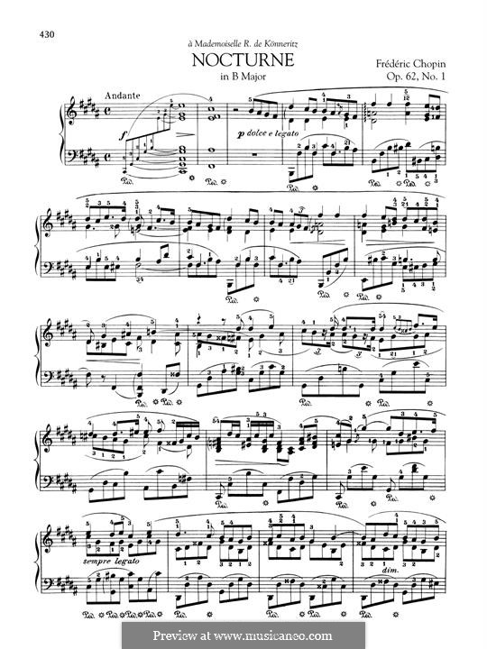 Nocturnen, Op.62: No.1 in B Major by Frédéric Chopin
