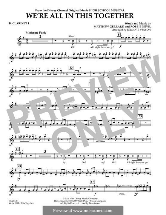 Version by Johnnie Vinson: Bb Clarinet 1 part by Matthew Gerrard, Robbie Nevil
