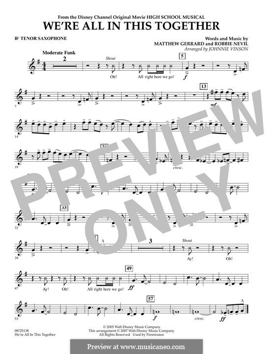 Version by Johnnie Vinson: Bb Tenor Saxophone part by Matthew Gerrard, Robbie Nevil