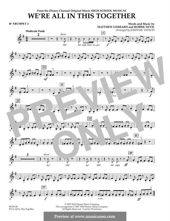 Version by Johnnie Vinson: Bb Trumpet 2 part by Matthew Gerrard, Robbie Nevil