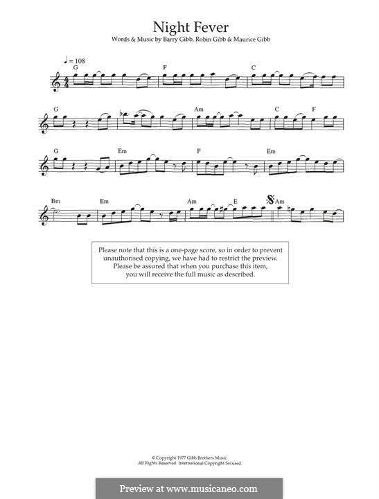 Night Fever (The Bee Gees): Für Keyboard by Barry Gibb, Maurice Gibb, Robin Gibb