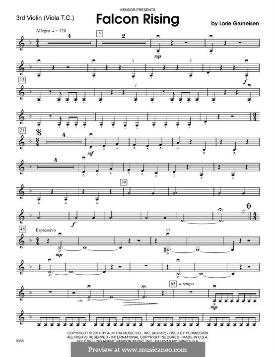 Falcon Rising: Violin 3 (Viola T.C.) part by Lorie Gruneisen