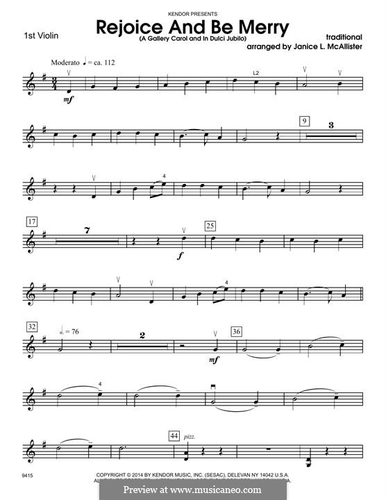 Rejoice and Be Merry (A Gallery Carol and In Dulci Jubilo): 1st Violin part by folklore