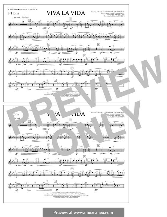 Marching Band by Tom Wallace: F Horn part by Chris Martin, Guy Berryman, Jonny Buckland, Will Champion