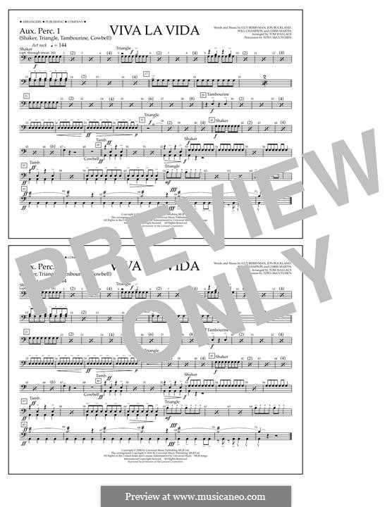 Marching Band by Tom Wallace: Aux. Perc. 1 part by Chris Martin, Guy Berryman, Jonny Buckland, Will Champion