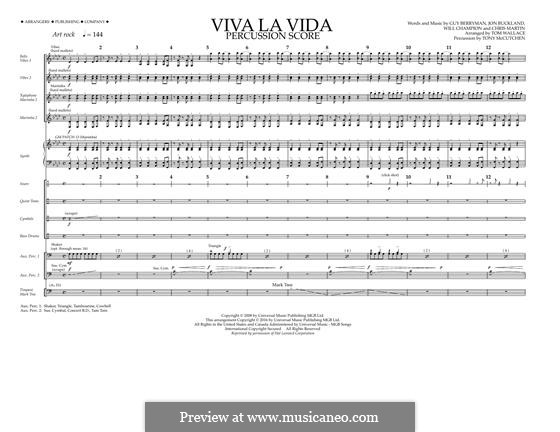 Marching Band by Tom Wallace: Percussion Score by Chris Martin, Guy Berryman, Jonny Buckland, Will Champion