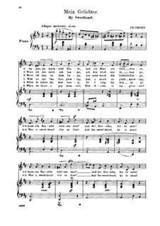 Siebzehn polnische Lieder, Op.74: Nr.8 Mein Geliebter by Frédéric Chopin