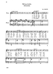Siebzehn polnische Lieder, Op.74: Nr.13 Melancholie by Frédéric Chopin