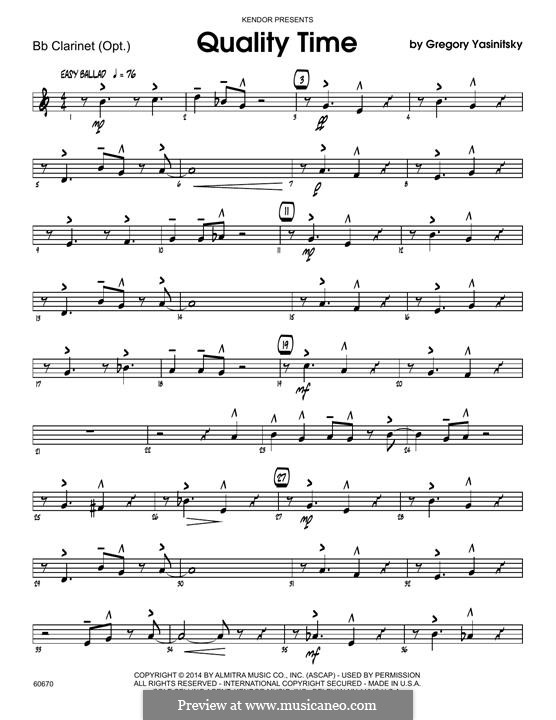 Quality Time: Bb Clarinet part by Gregory Yasinitsky