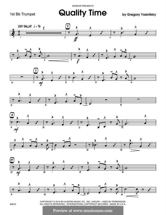 Quality Time: 1st Bb Trumpet part by Gregory Yasinitsky