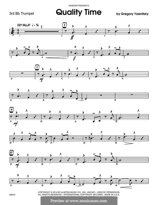 Quality Time: 3rd Bb Trumpet part by Gregory Yasinitsky