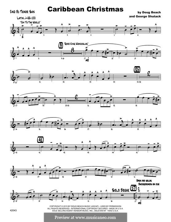 Caribbean Christmas: 2nd Bb Tenor Saxophone part by Doug Beach
