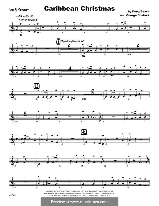 Caribbean Christmas: 3rd Bb Trumpet part by Doug Beach