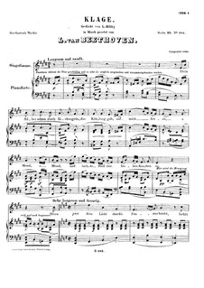 Klage, WoO 113: Piano score with vocal part by Ludwig van Beethoven