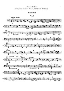 Nr.1, 3, 10: Für Orchester – Kontrabassstimme by Johannes Brahms