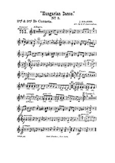Tanz Nr.5 in fis-Moll: Für Blasorchester – Kornettstimmen in B II-III by Johannes Brahms
