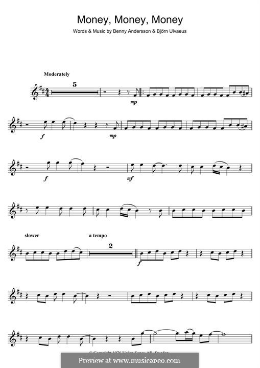 Money, Money, Money (ABBA): Für Violine by Benny Andersson, Björn Ulvaeus