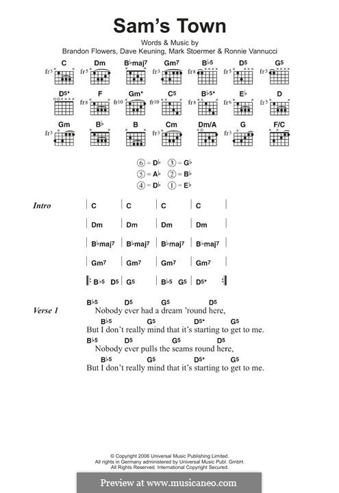Sam's Town (The Killers): Für Gitarre by Brandon Flowers, Dave Keuning, Mark Stoermer, Ronnie Vannucci