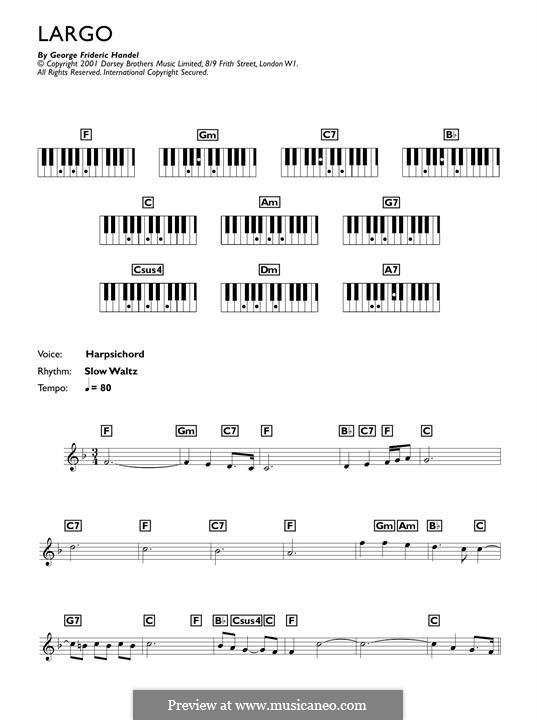 Largo (Ombra mai fu) printable score: Für Klavier, leicht by Georg Friedrich Händel