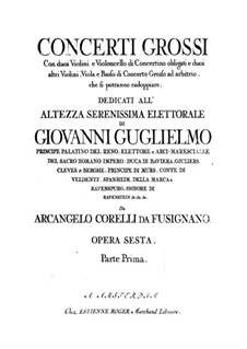 Vollständiger Satz: Violine Concertino I Stimme by Arcangelo Corelli