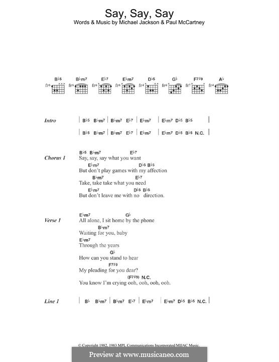 Say Say Say: Für Gitarre by Michael Jackson, Paul McCartney