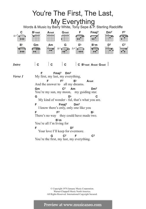 You're the First, the Last, My Everything: Für Gitarre by Barry White, P. Sterling Radcliffe, Tony Sepe