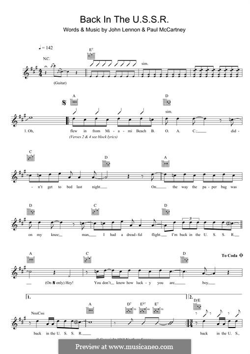 Back in the USSR (The Beatles): Für Keyboard by John Lennon, Paul McCartney