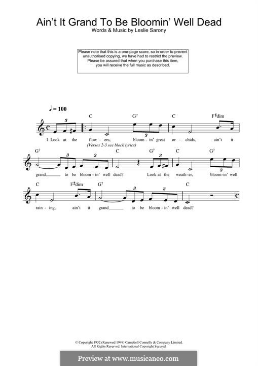 Ain't It Grand To Be Bloomin' Well Dead: Für Keyboard by Leslie Sarony
